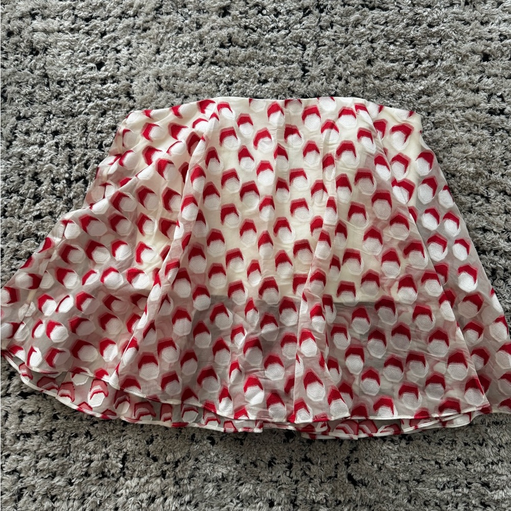 Stylish Red and White Patterned Skirt